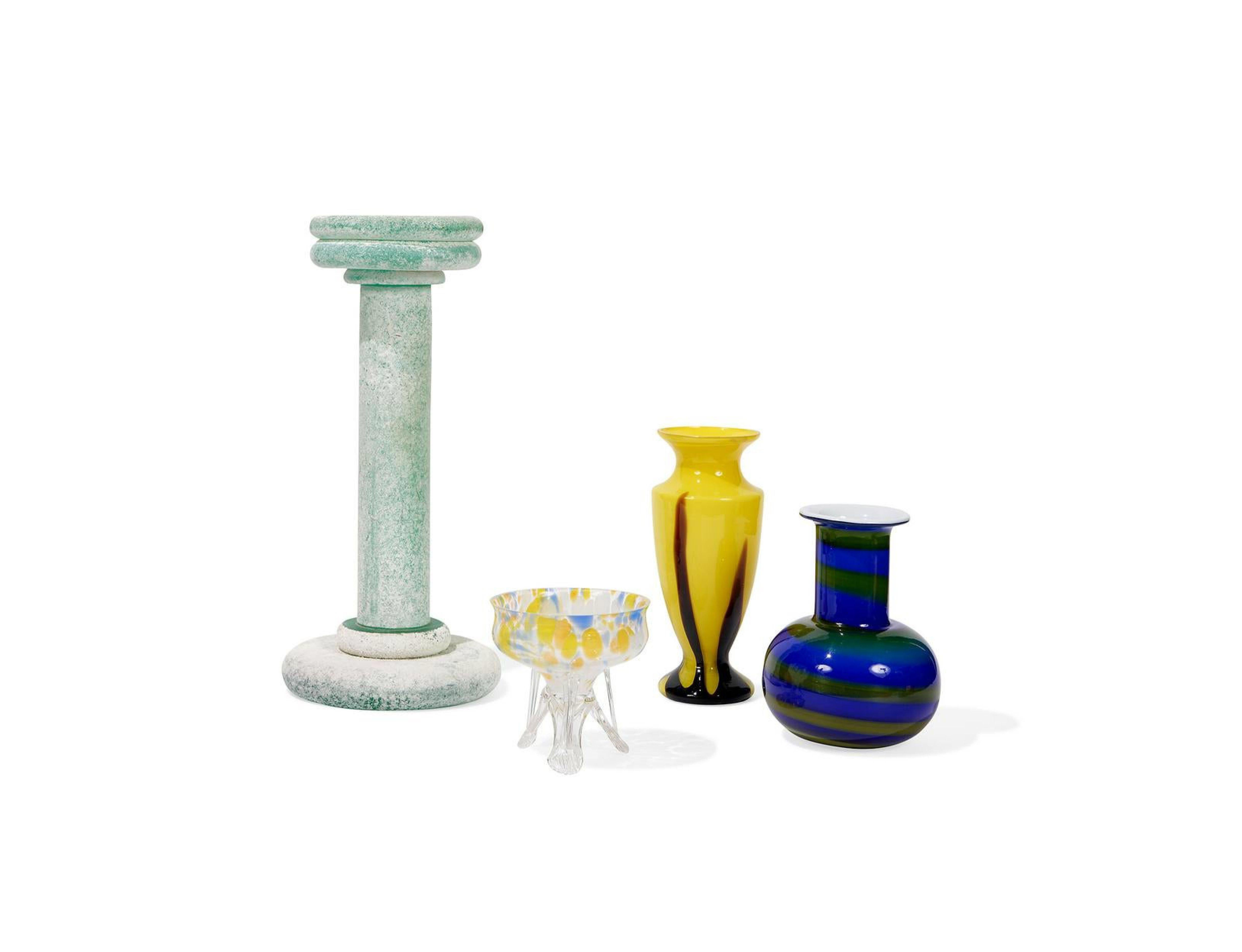 This candlestick was handmade by the artisans at Seguso, circa 1985. Springer, who reinvigorated classical design with bold proportions and exotic materials, partnered with Seguso, the storied Murano glass manufacturer, to produce a series of