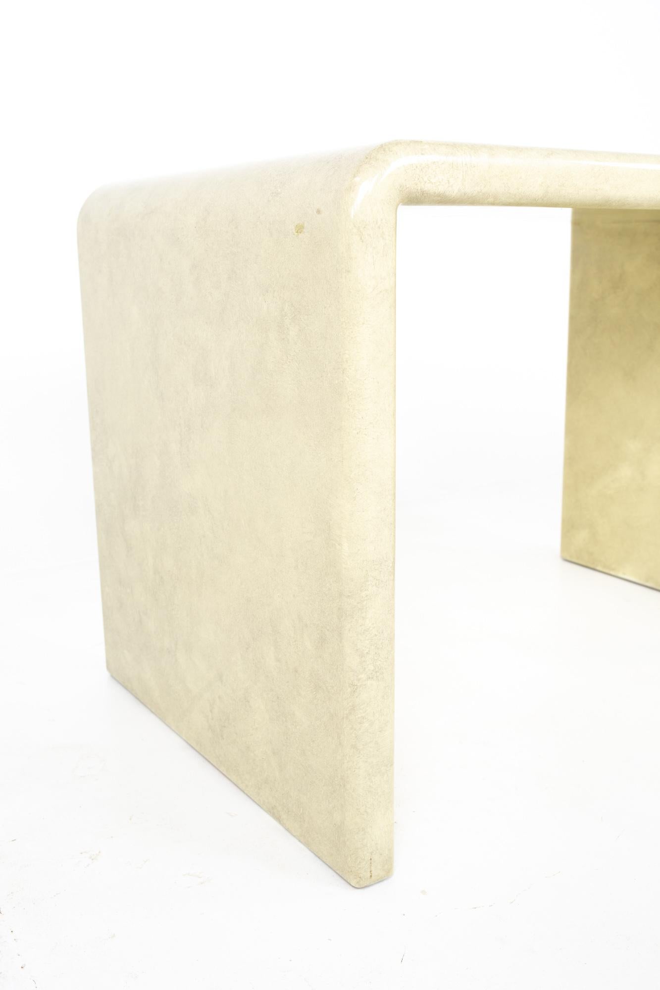 American Karl Springer Mid Century Lacquered Goat Skin Side End Table For Sale
