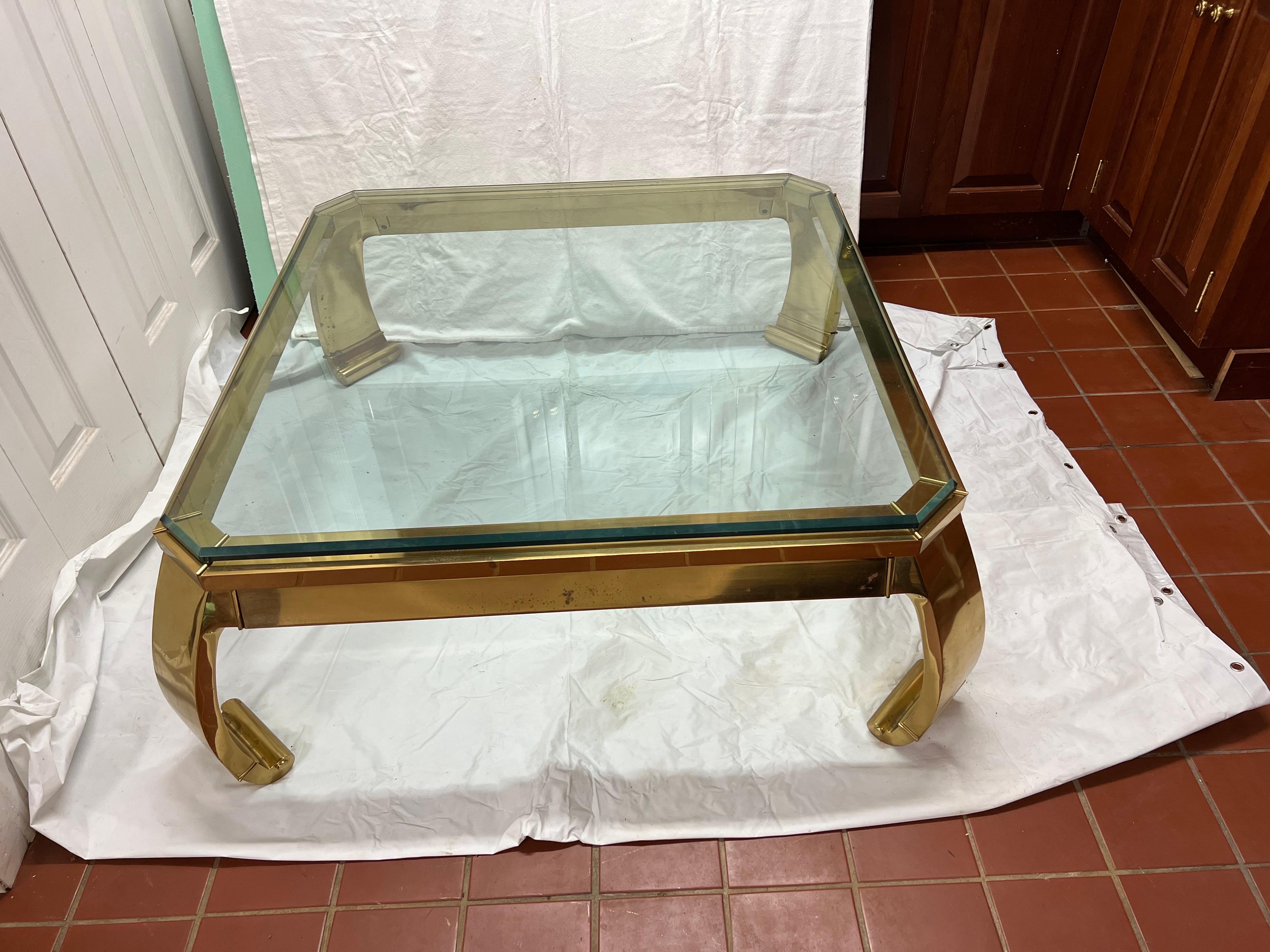 Mastercraft Solid Brass Ming Waterfall Coffee Table In Good Condition In Redding, CT