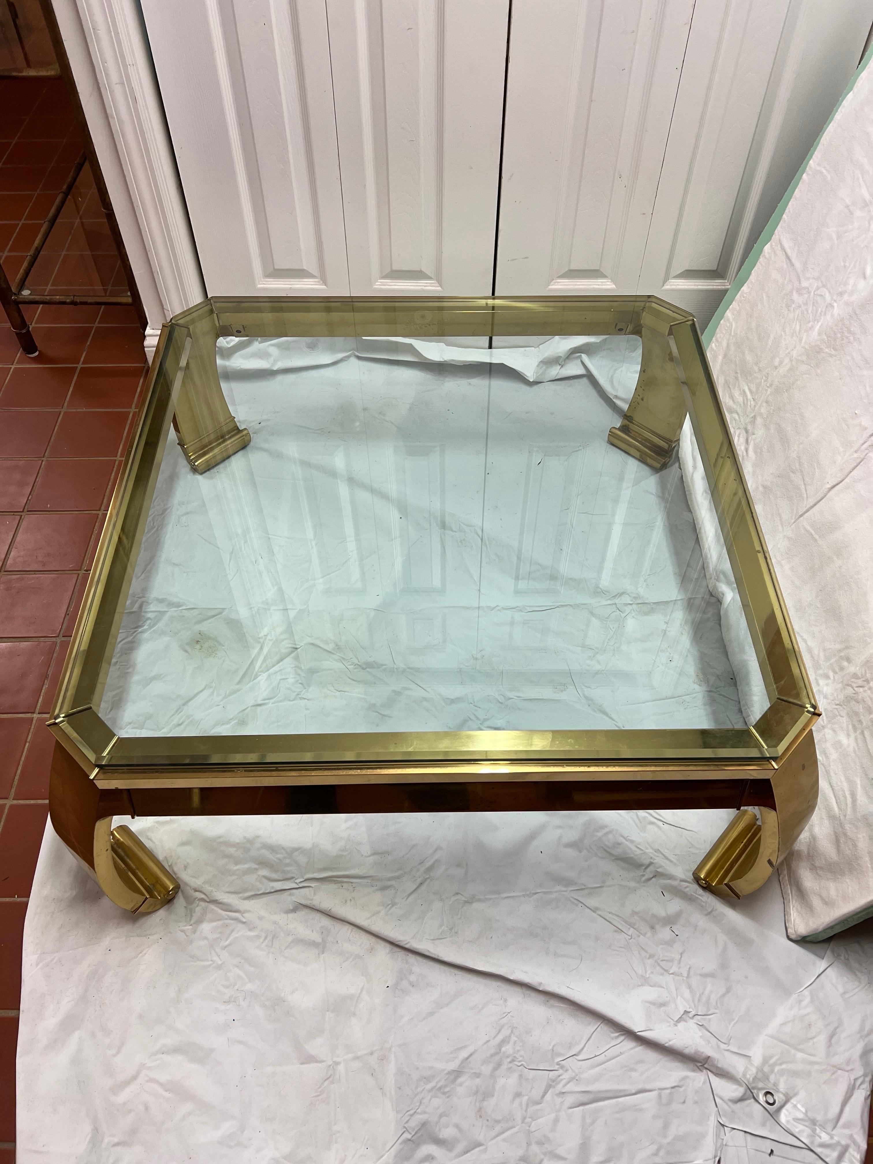 20th Century Mastercraft Solid Brass Ming Waterfall Coffee Table