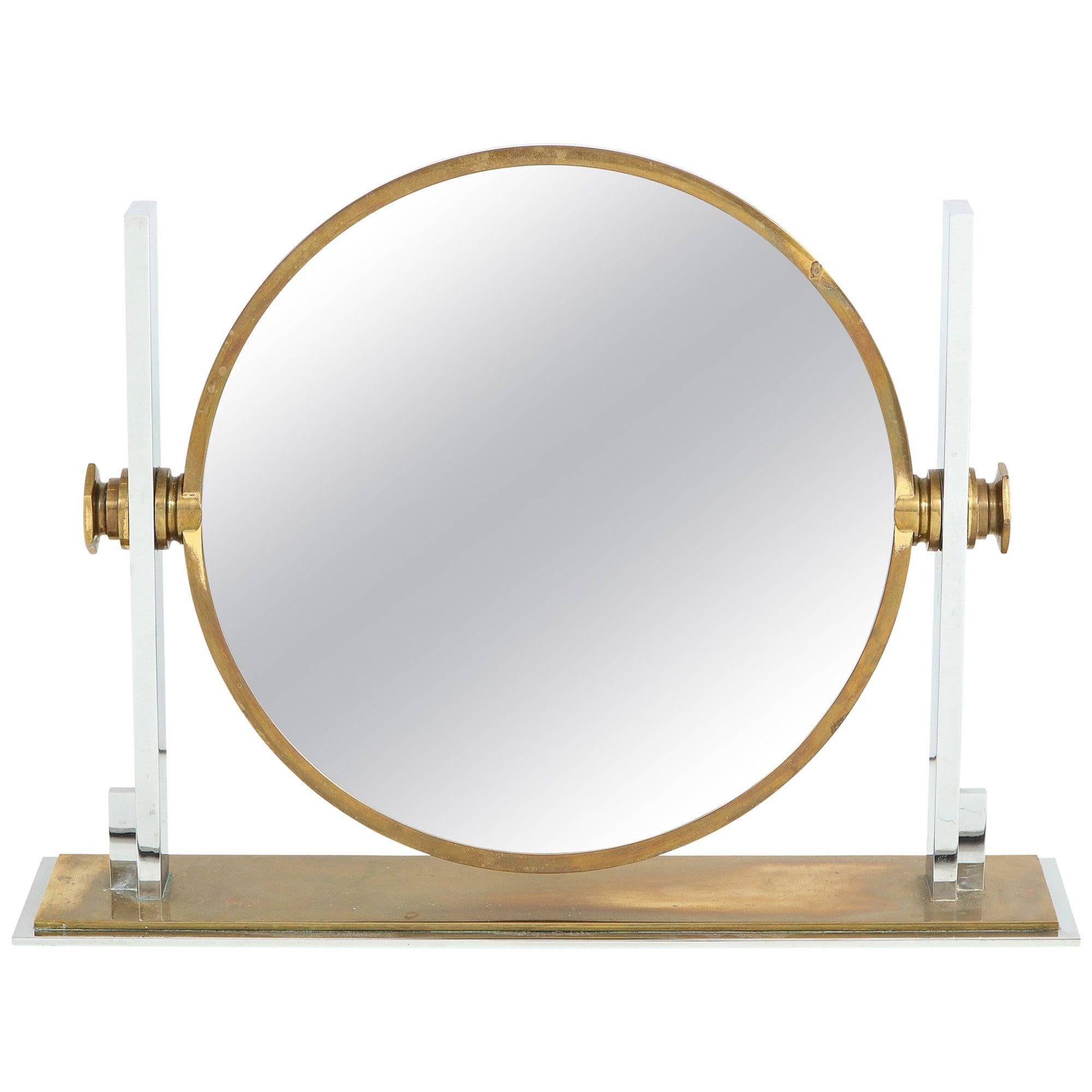 Karl Springer Mirror, Brass and Chrome