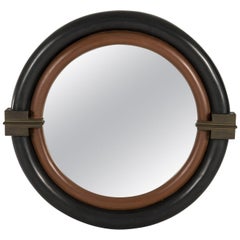 Karl Springer Mirror with Bronze Pediments