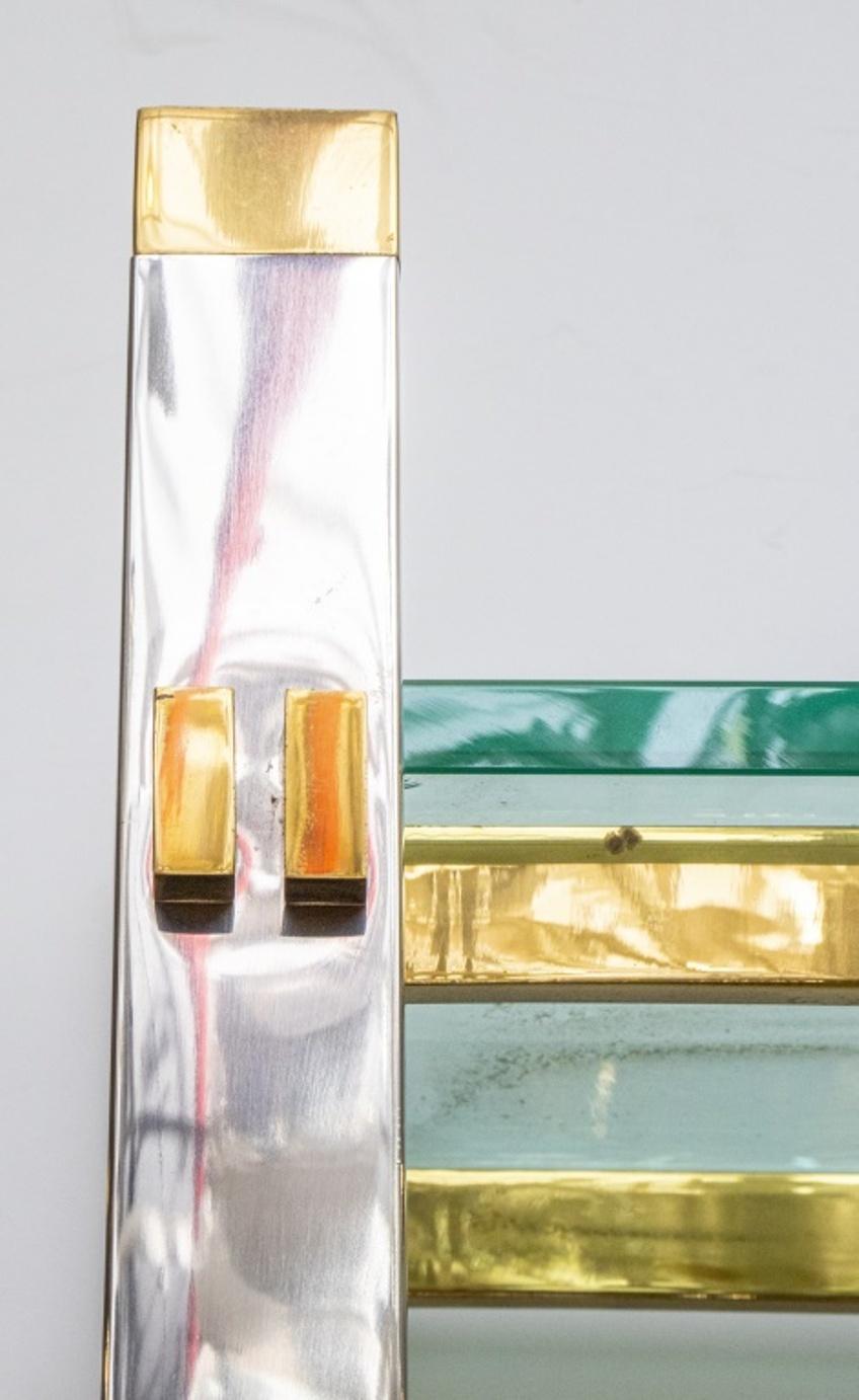 Glass Karl Springer Modern Chrome & Brass Etagere For Sale