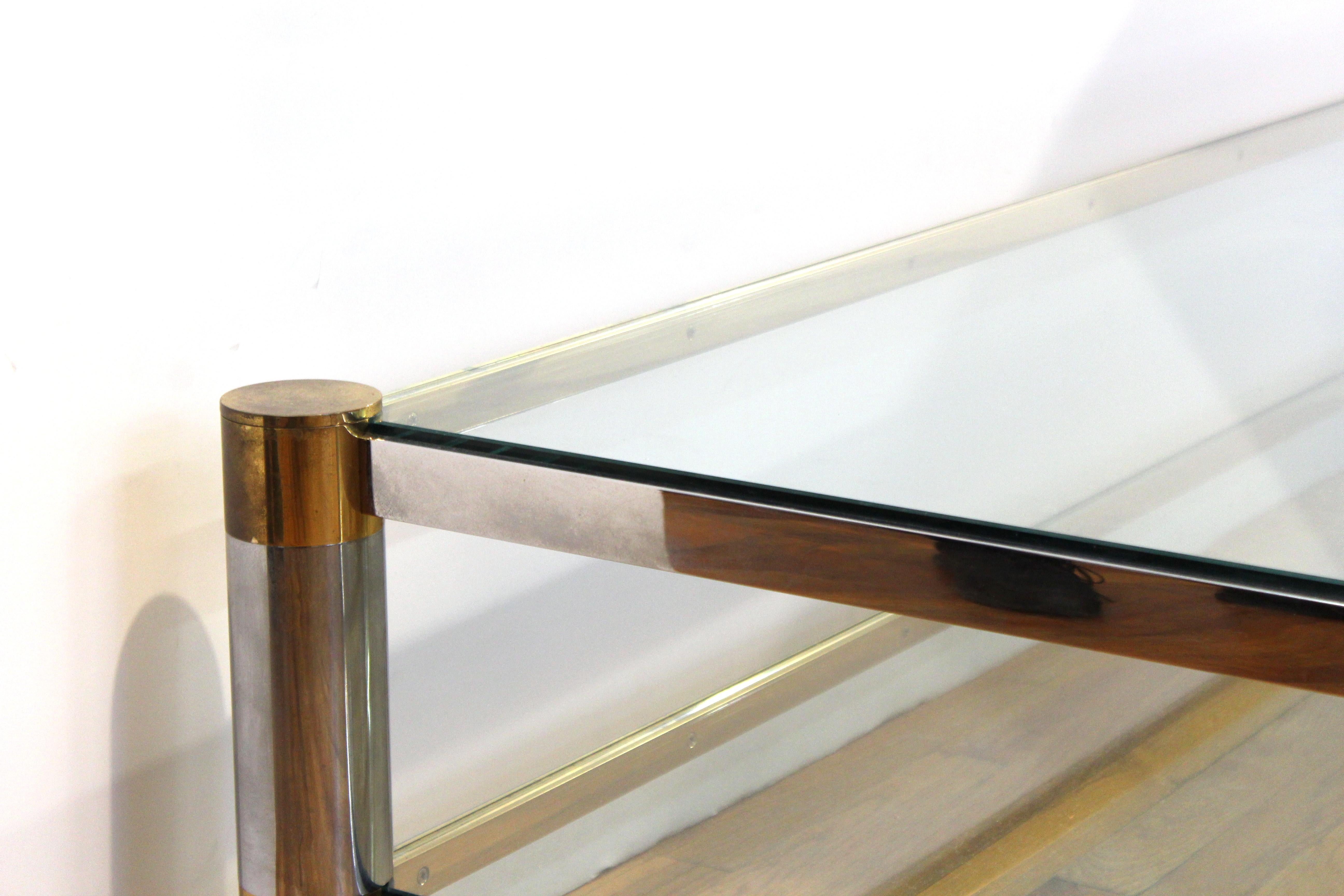 Karl Springer Modern Cocktail Table in Brass and Nickel with Glass Tiers 4