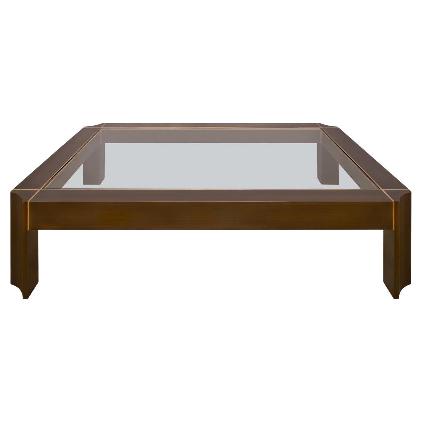 Karl Springer Monumental "Art Moderne Coffee Table" in Satin Bronze 1980s