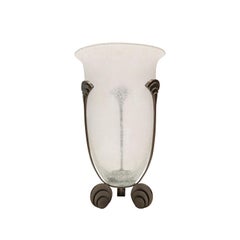 Urna monumental Karl Springer de vidrio escavado soplado a mano y bronce Años 80