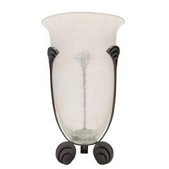 Urna monumental Karl Springer de vidrio escavado soplado a mano y bronce Años 80