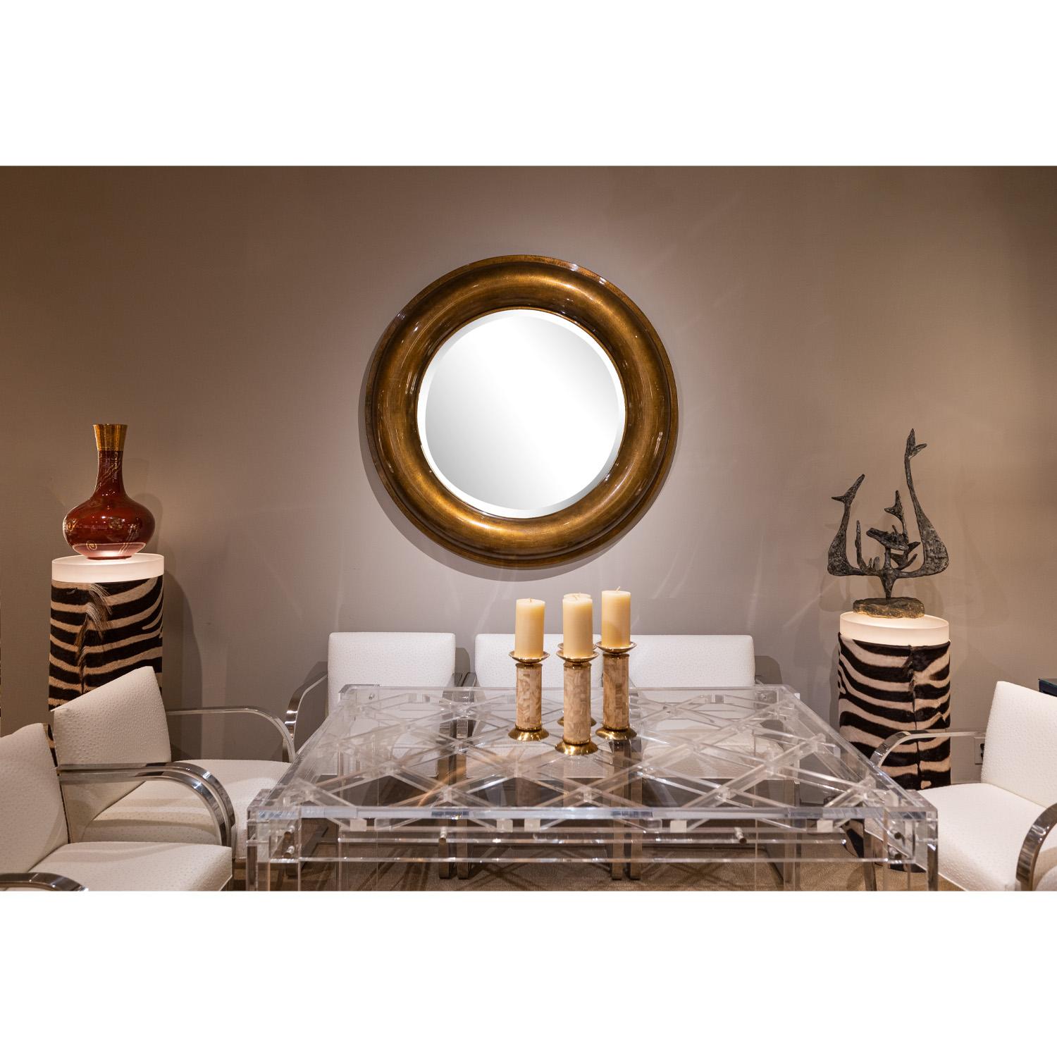 Karl Springer Monumental Lacquered Gold Leaf Mirror, 1980s In Excellent Condition In New York, NY