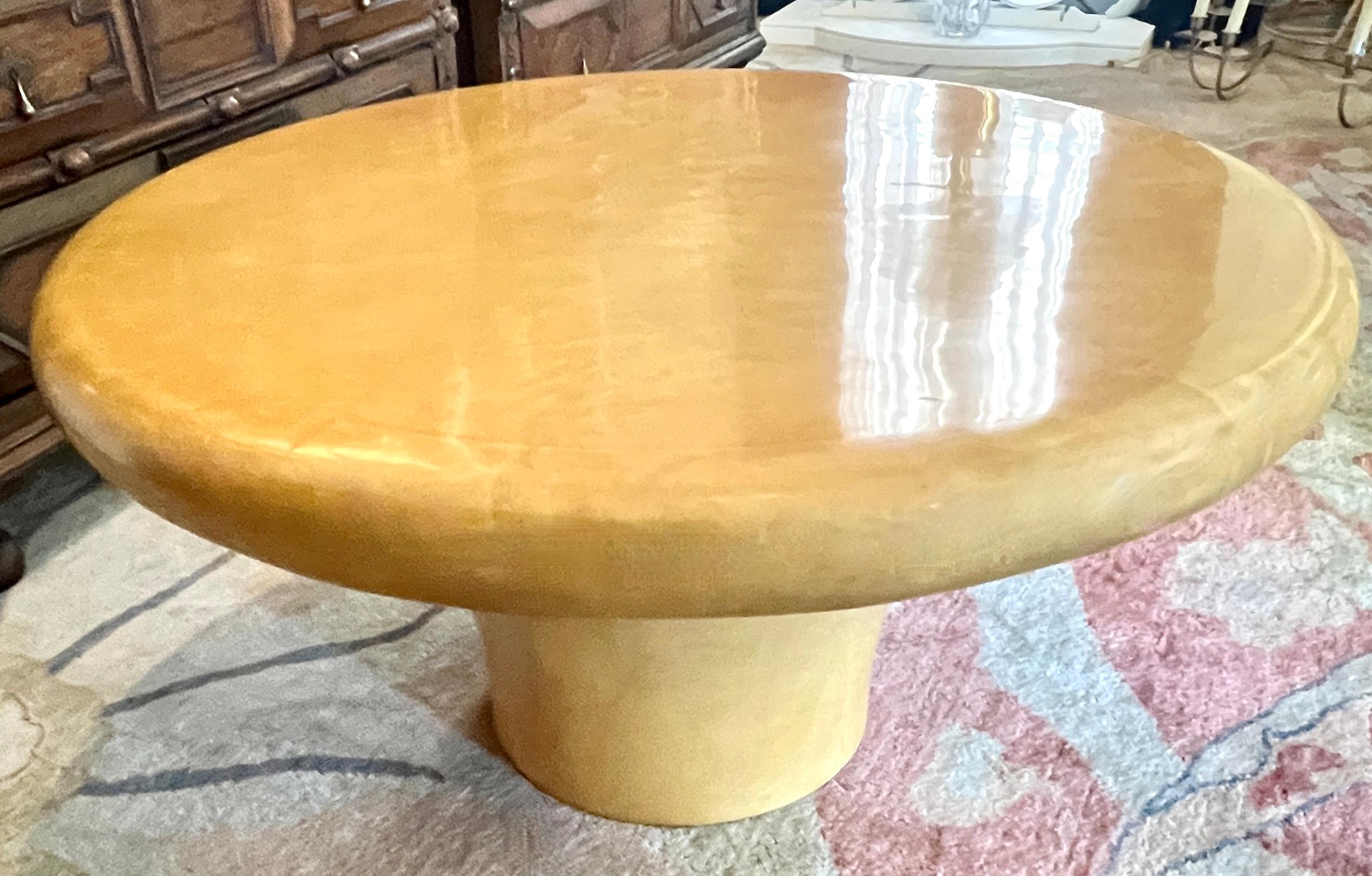 Karl Springer Mushroom Cocktail Coffee Table in Lacquered Goatskin Parchment For Sale 6