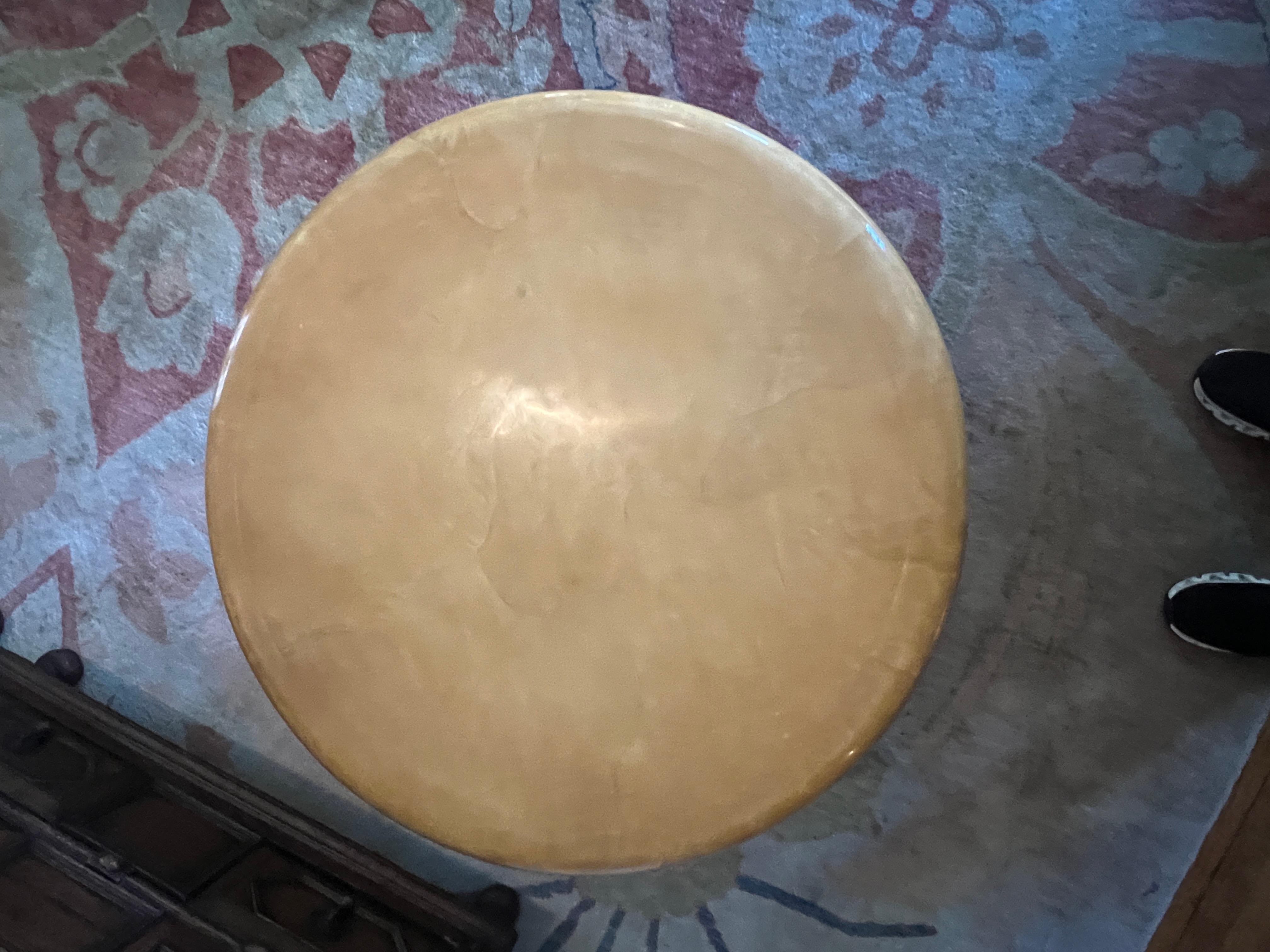 Karl Springer Mushroom Cocktail Coffee Table in Lacquered Goatskin Parchment For Sale 7