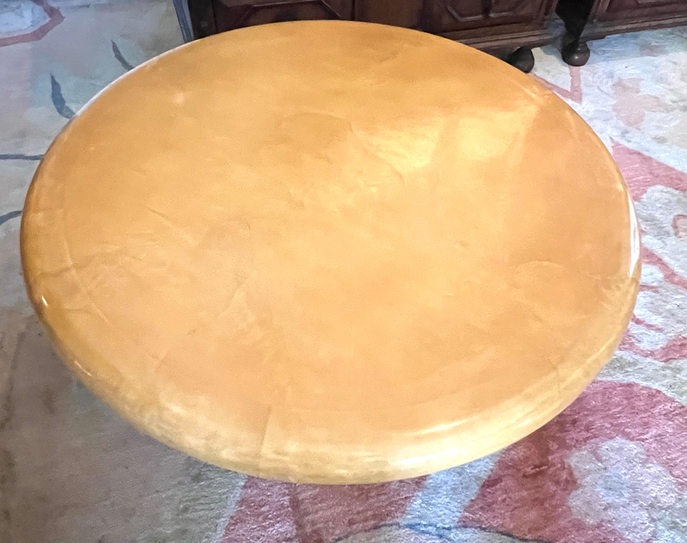 Karl Springer Mushroom Cocktail Coffee Table in Lacquered Goatskin Parchment For Sale 10
