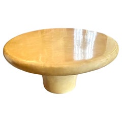 Karl Springer Mushroom Cocktail Coffee Table in Lacquered Goatskin Parchment