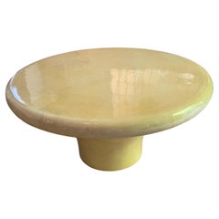 Karl Springer Mushroom Cocktail Coffee Table in Lacquered Goatskin Parchment