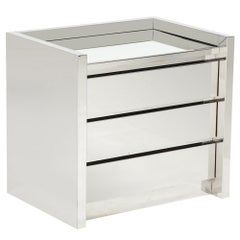 Karl Springer Nightstand, Stainless Steel Chest of Drawers