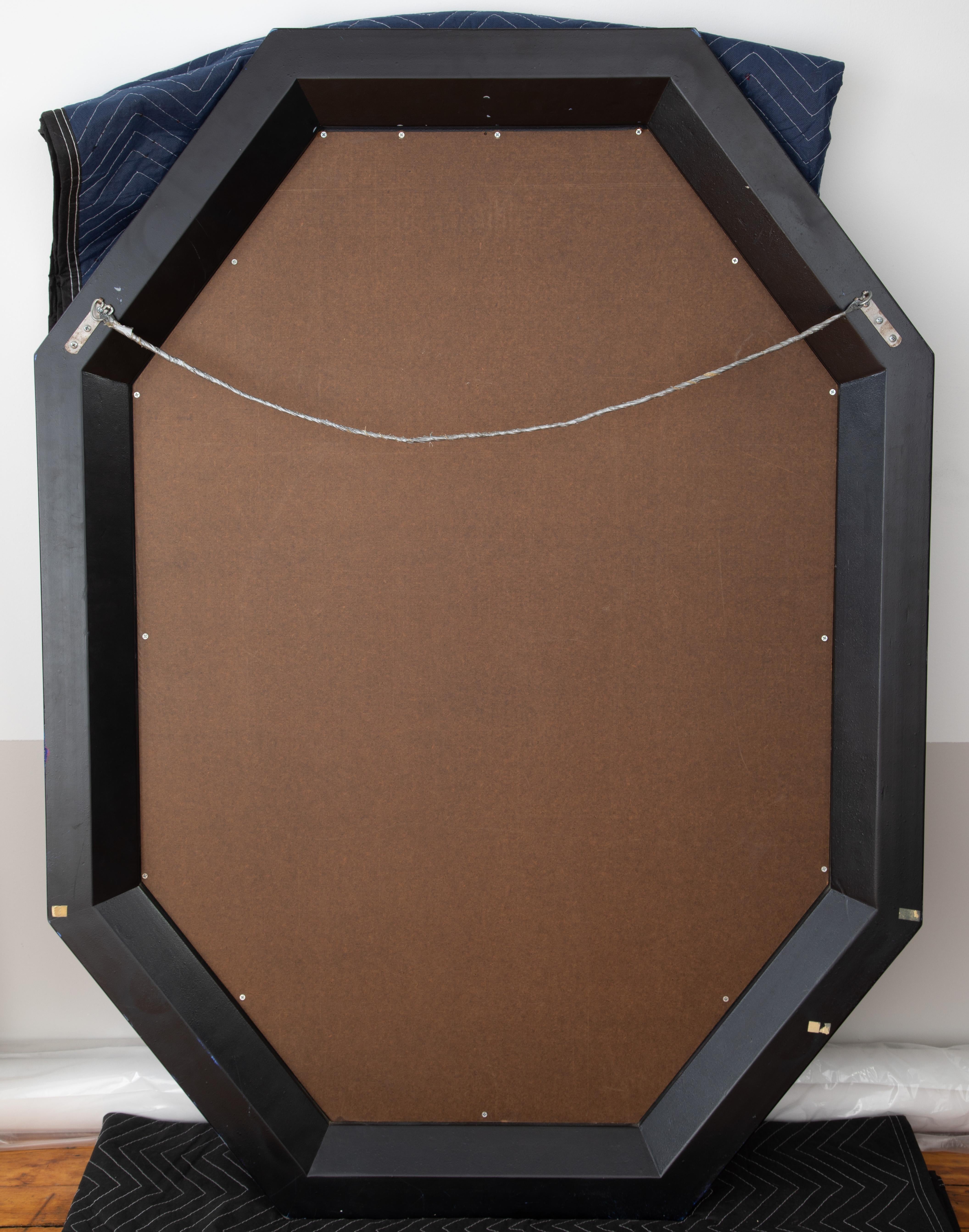 Karl Springer Octagonal Mirror in a Faux-Lapis Lacquer Finish, circa 1989 8