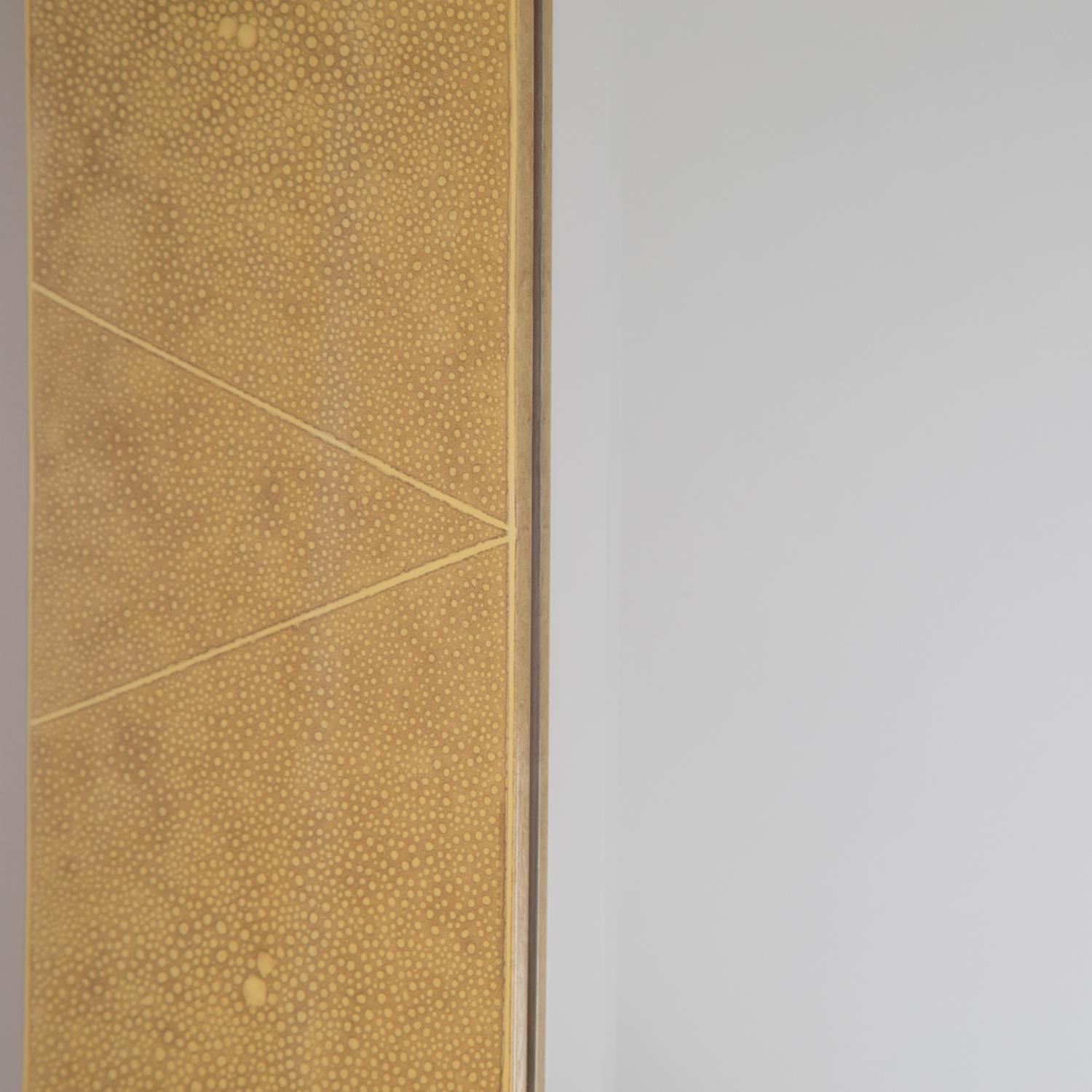 Beveled Karl Springer Octagonal Mirror in Shagreen Lacquer with Brass Accents, 1980s For Sale