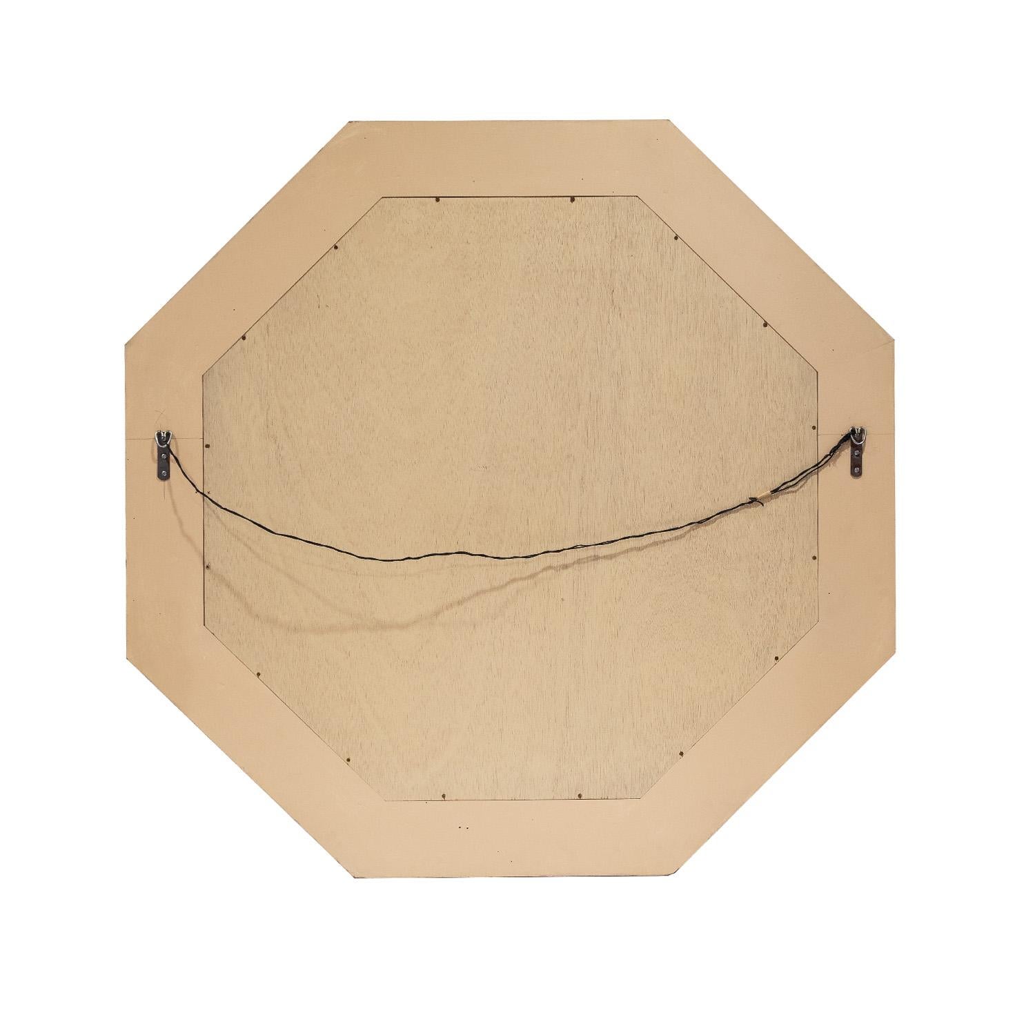 Hand-Crafted Karl Springer Octagonal Mirror with Superb Artisan Marble Lacquer, 1980s For Sale
