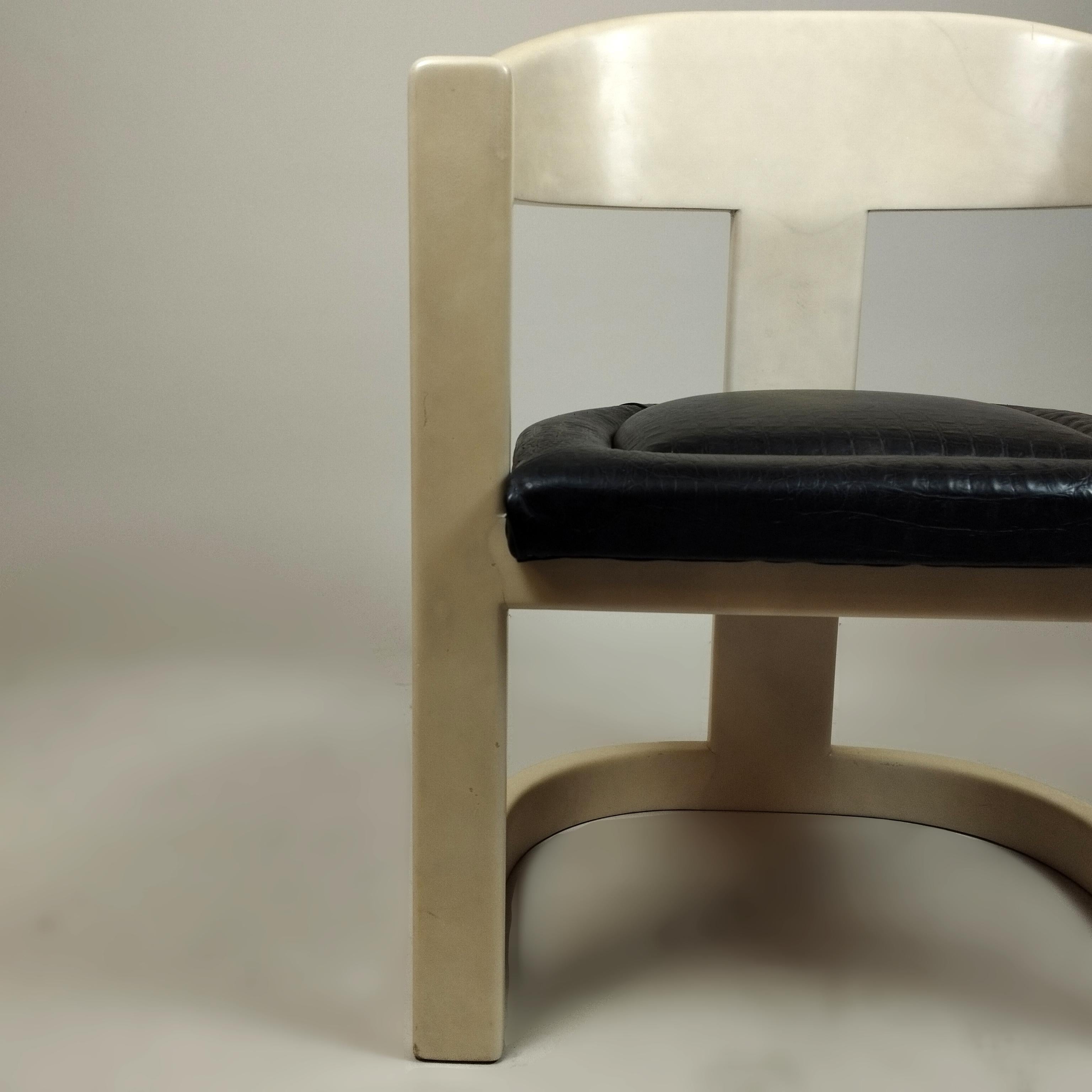 Mid-Century Modern Karl Springer Onassis Goatskin and Black Leather Chair