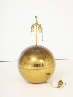 Karl Springer Orb Brass Large And Small Table Lamps