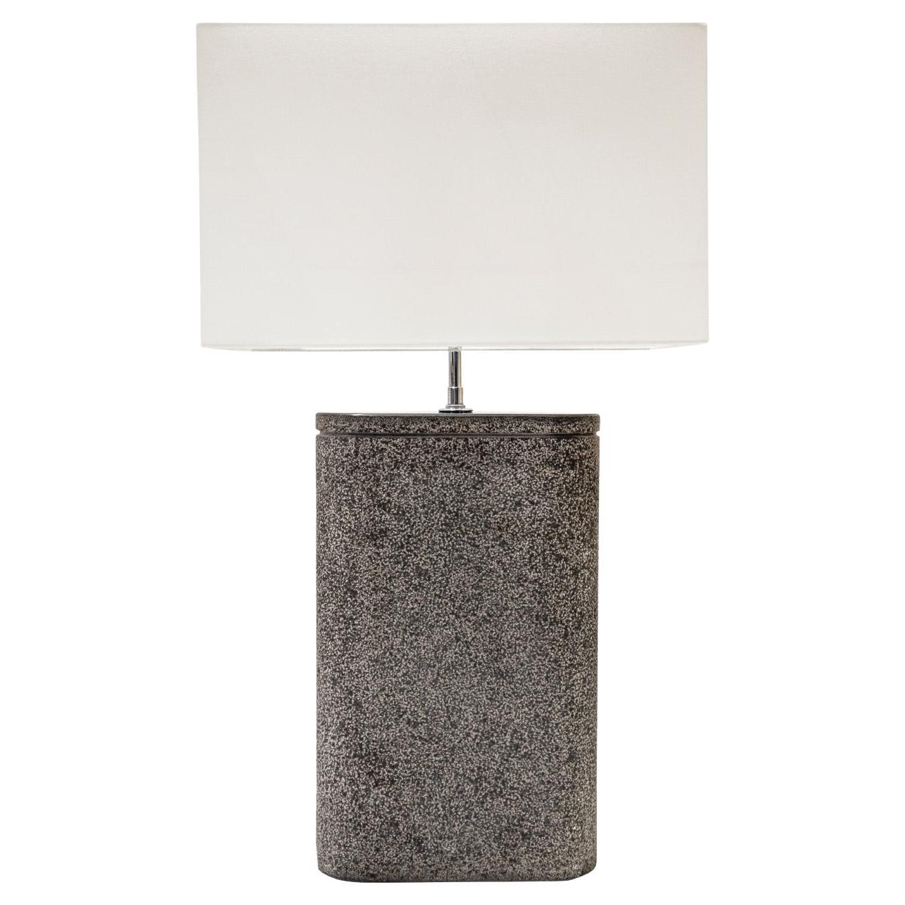 Karl Springer "Oval Table Lamp" In Black Granite with Lavastone Finish 1980s For Sale