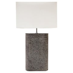 Karl Springer "Lampe de table ovale" en granit noir et finition lavastone 1980