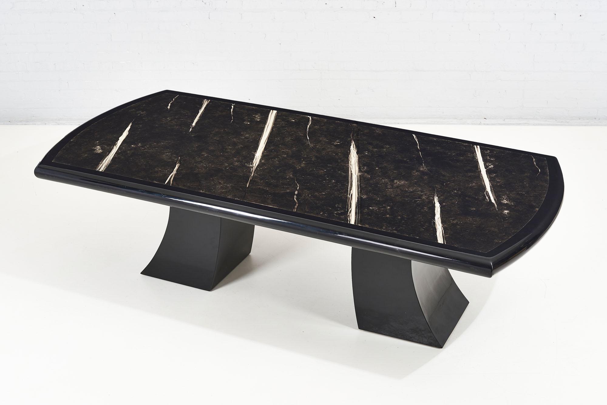 Post-Modern Karl Springer Pagoda Lacquered Dining Table, 1980 For Sale