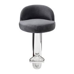 Karl Springer Pair "Mushroom Bar Stools" in Stainless Steel 1980s