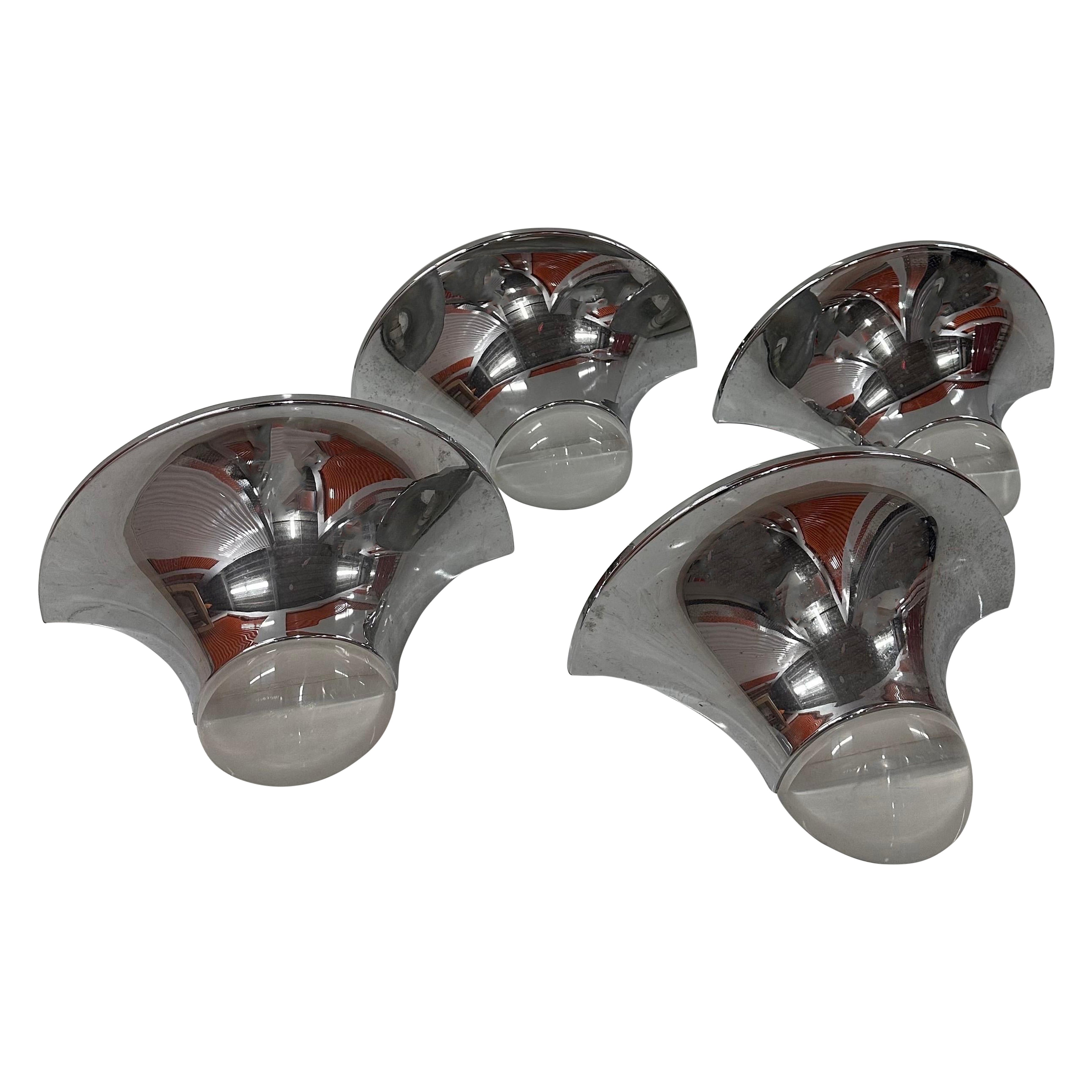 Karl Springer Pair of Chrome and lucite Sconces circa 1975, 2 pairs available For Sale