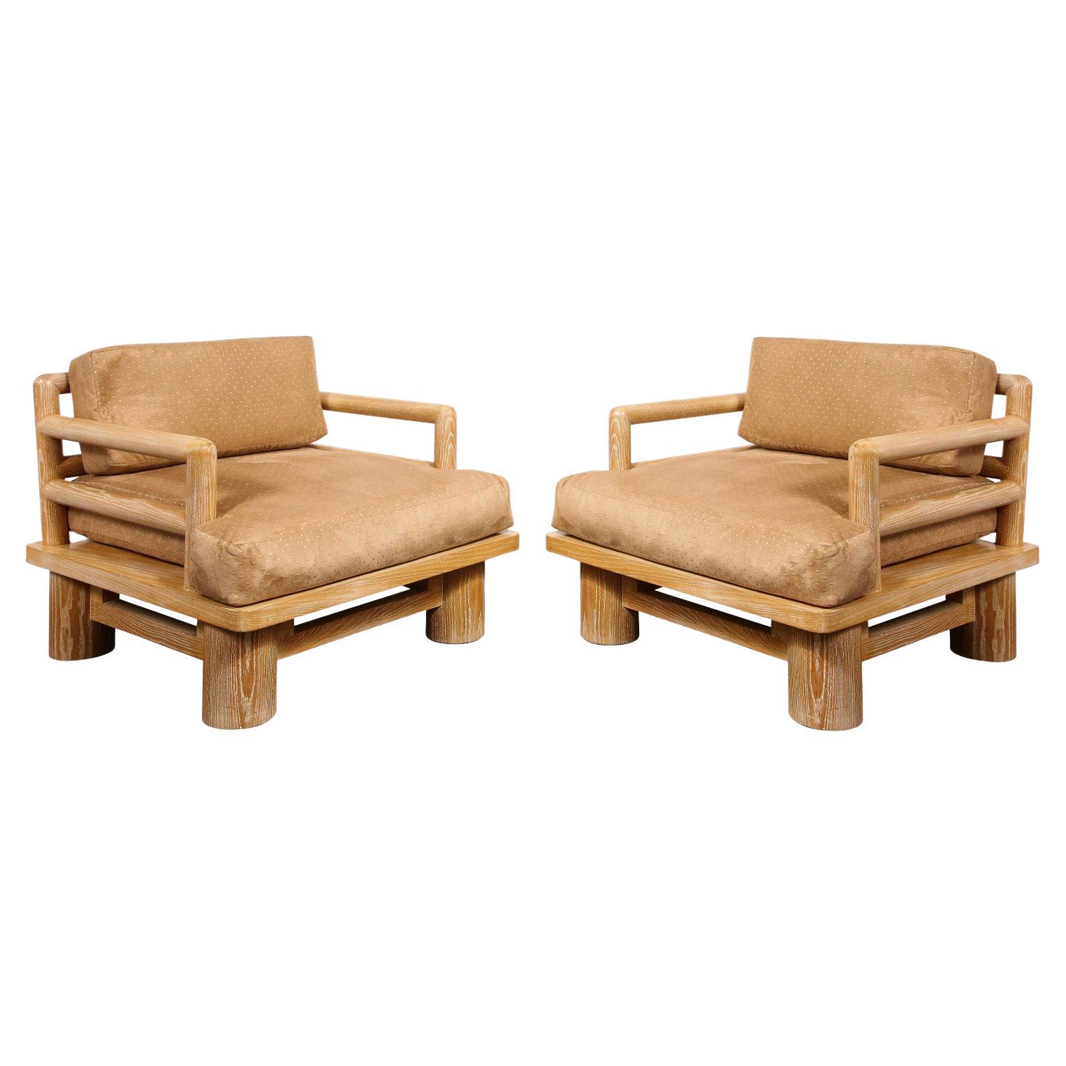 Karl Springer Pair of Exceptional "Dowelwood Armchairs" 1980s