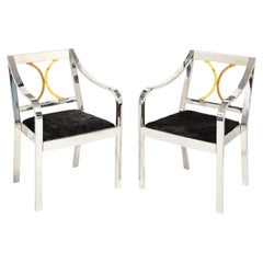 Karl Springer Pair of Exceptional "Regency Arm Chairs" 1980s
