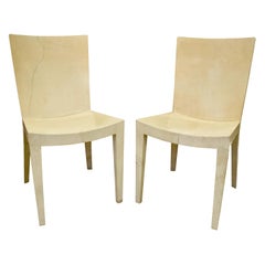 Karl Springer Pair of JMF Chairs in Lacquered Goatskin, 1970s