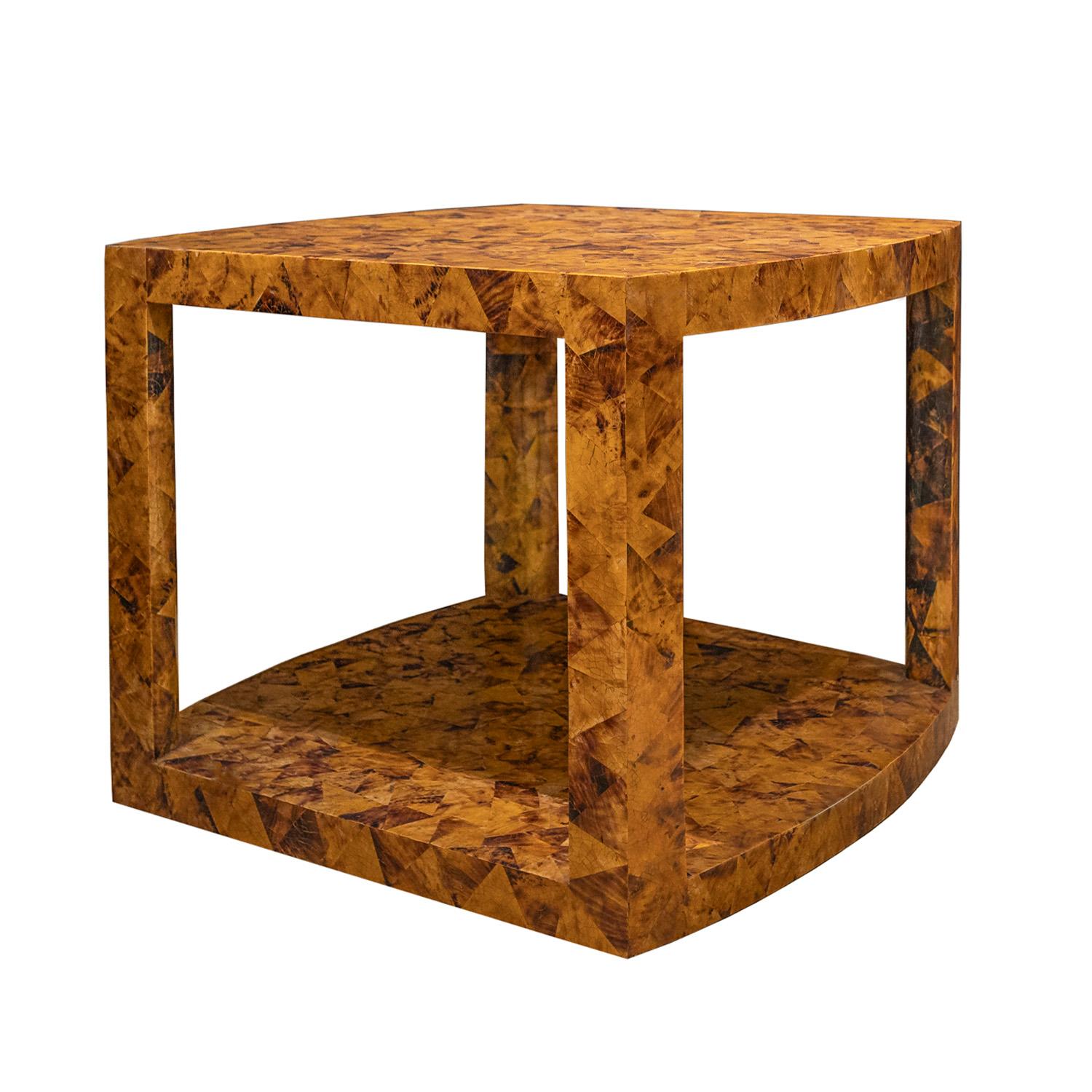 Modern Karl Springer Pair of Large Tessellated Penshell End Tables 1980s (Signed) For Sale