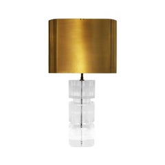 Karl Springer Pair of Lucite Table Lamps with Bronze Shades 1980s 'Signed'