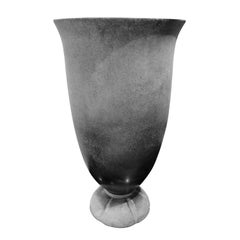 Karl Springer Pair of Monumental Hand Blown Scavo Glass Urns 1980s 'Signed'