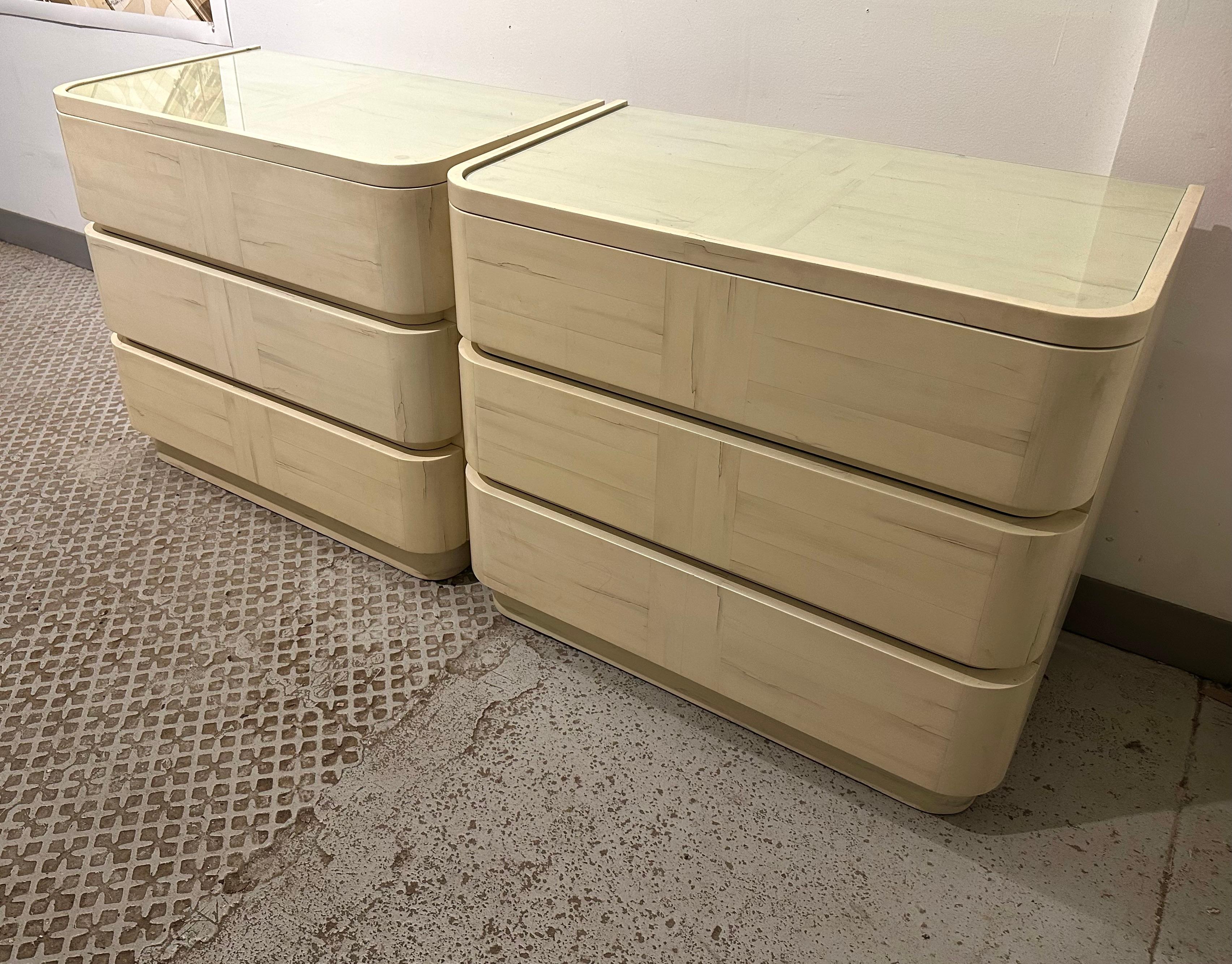 Modern Karl Springer Pair of Petite Hand-Lacquered Chest of Drawers For Sale