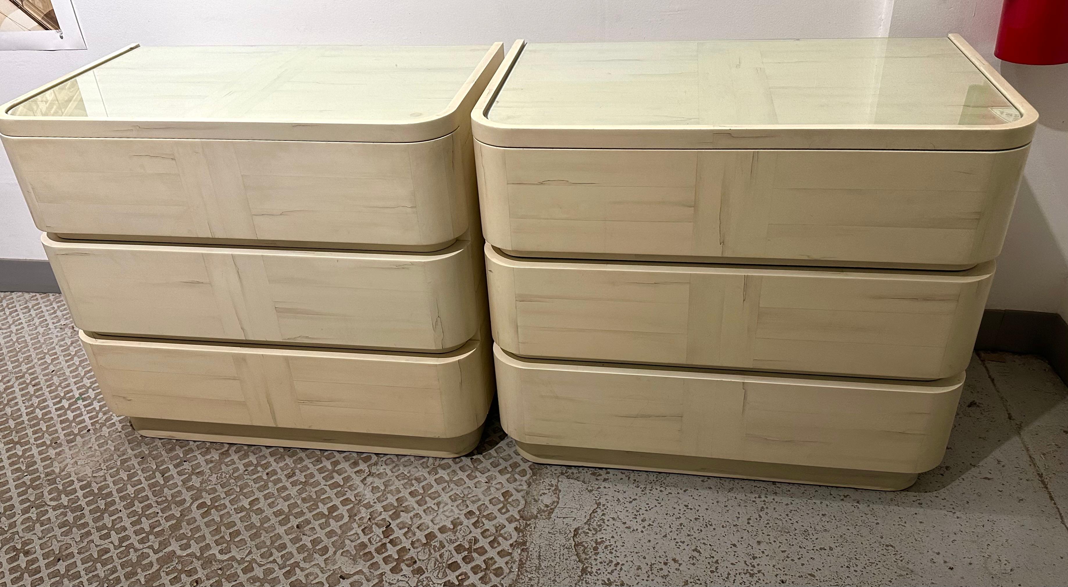 Wood Karl Springer Pair of Petite Hand-Lacquered Chest of Drawers For Sale