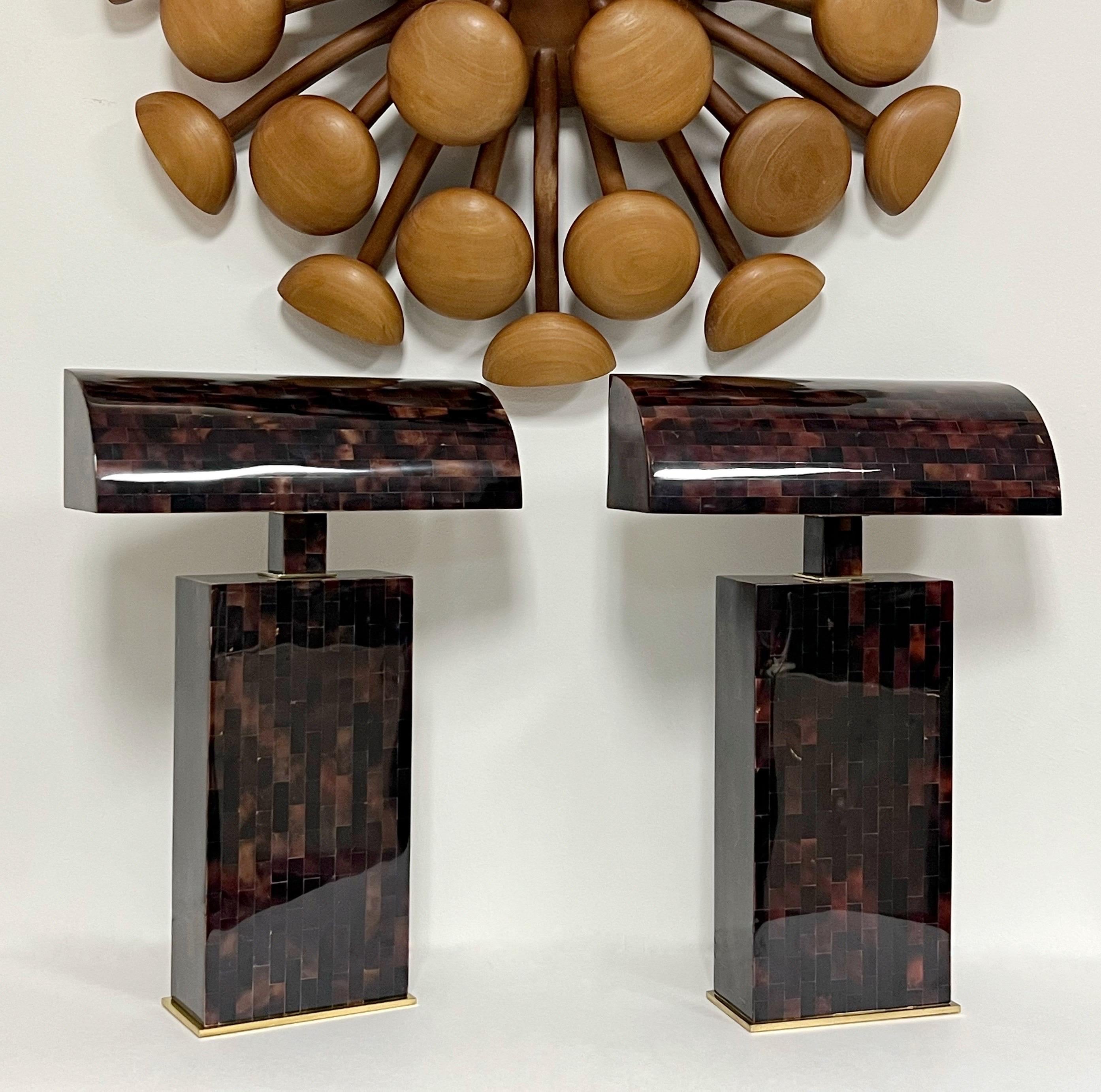 Karl Springer Pair of Tortoise Style Penshell Table Lamps 2