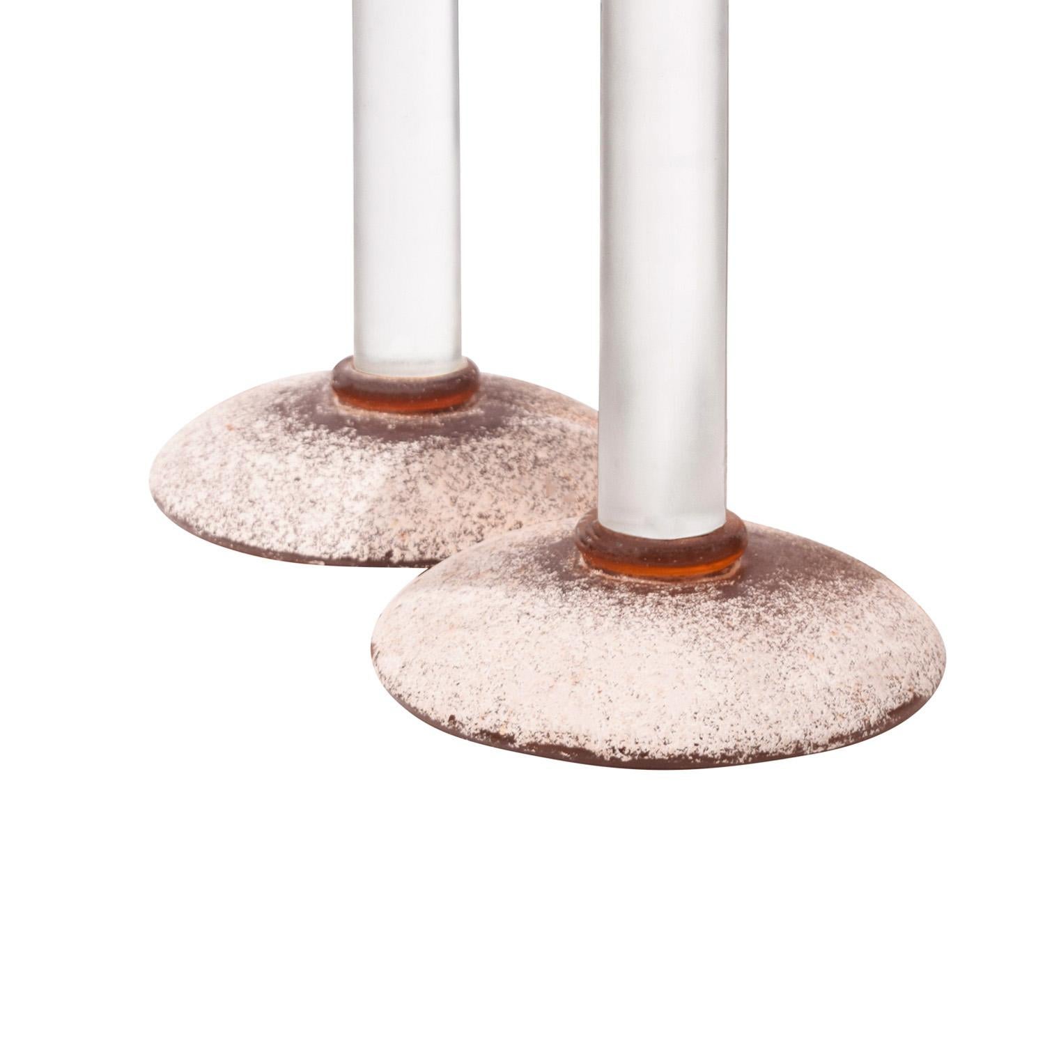 American Karl Springer Pair of Unique Artisan Lucite Candle Holders 1980s For Sale