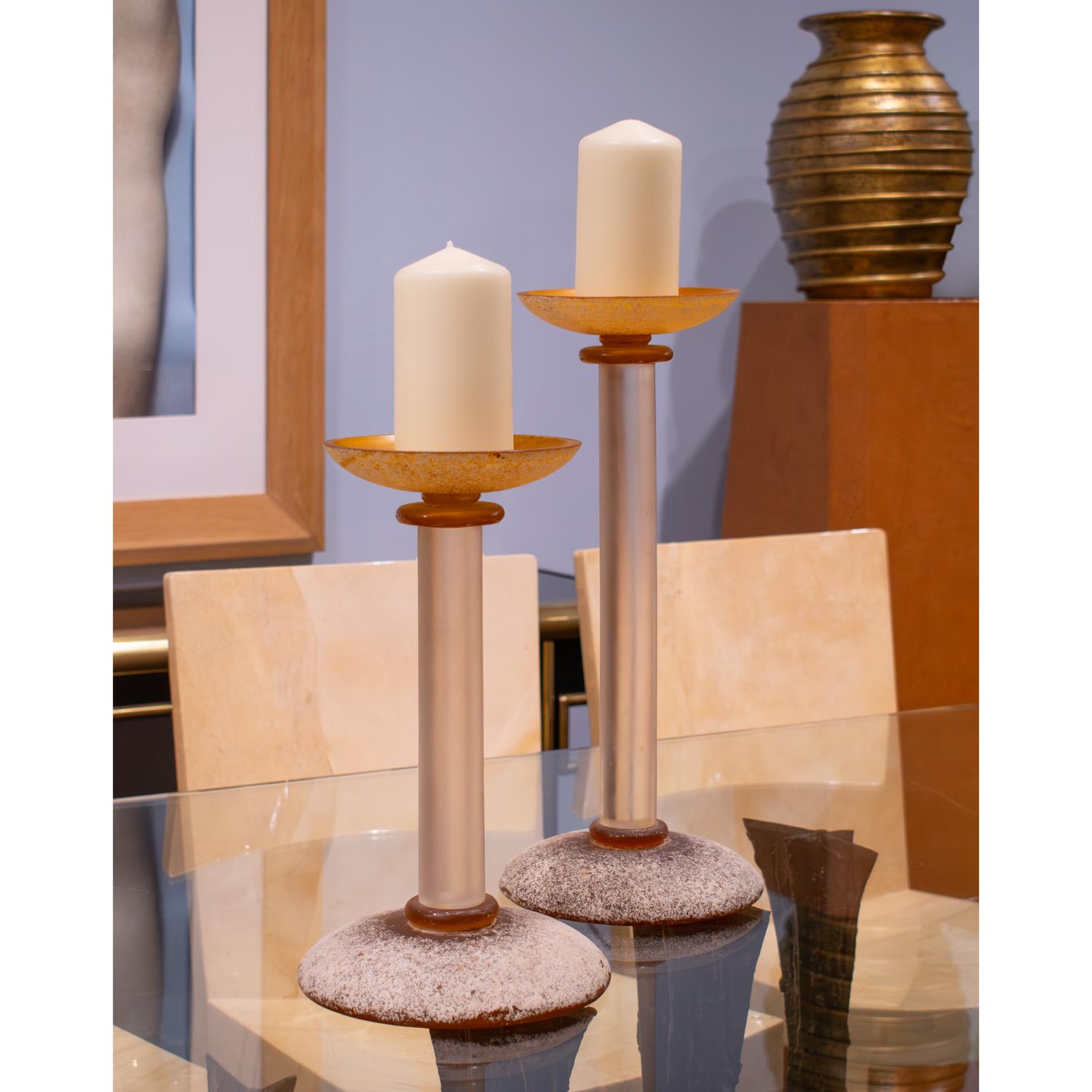 Karl Springer Pair of Unique Artisan Lucite Candle Holders 1980s In Excellent Condition For Sale In New York, NY
