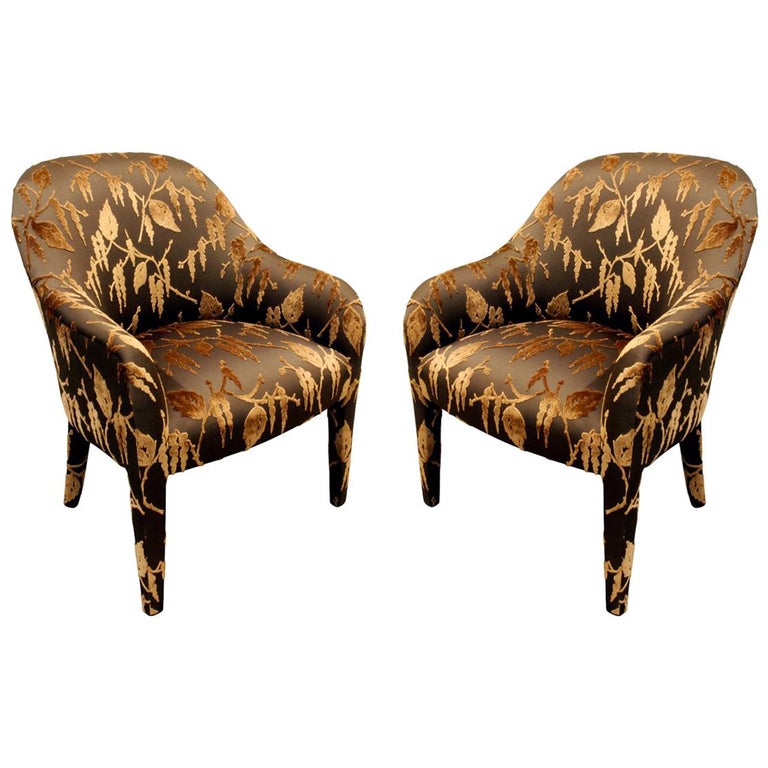 Karl Springer Pair of "Upholstered Chairs" 1980s For Sale at 1stDibs