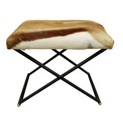 Karl Springer Pair of X Benches with Springbok Seats, 1970s