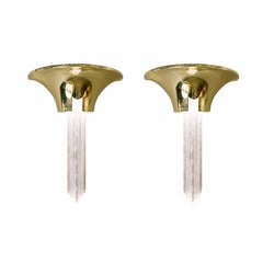 Karl Springer Pair "Purcell Sconces" with Illuminating Lucite Inserts 1980s