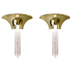 Karl Springer Pair "Purcell Sconces" with Illuminating Lucite Inserts 1980s