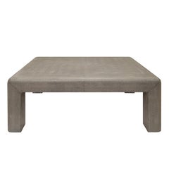 Karl Springer Parsons Style Embossed Lizard Leather Coffee Table 1980s