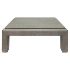 Karl Springer Parsons Style Embossed Lizard Leather Coffee Table 1980s