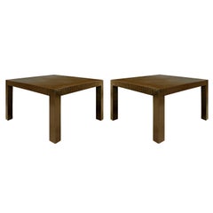 Karl Springer Parsons Style End Tables In Embossed Crocodile Leather 1970s