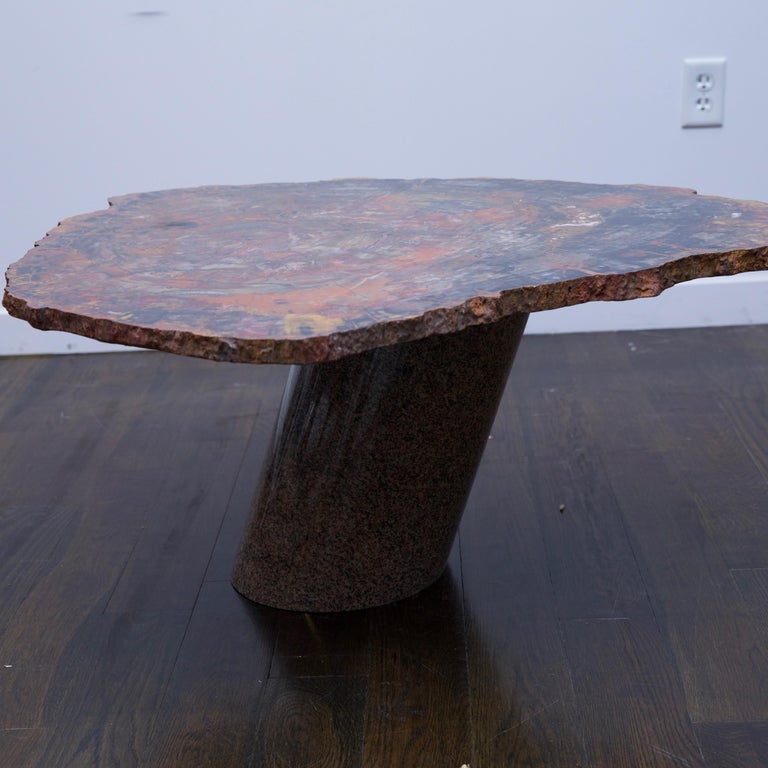 Petrified Wood Table Top with Married Granite Base at 1stDibs