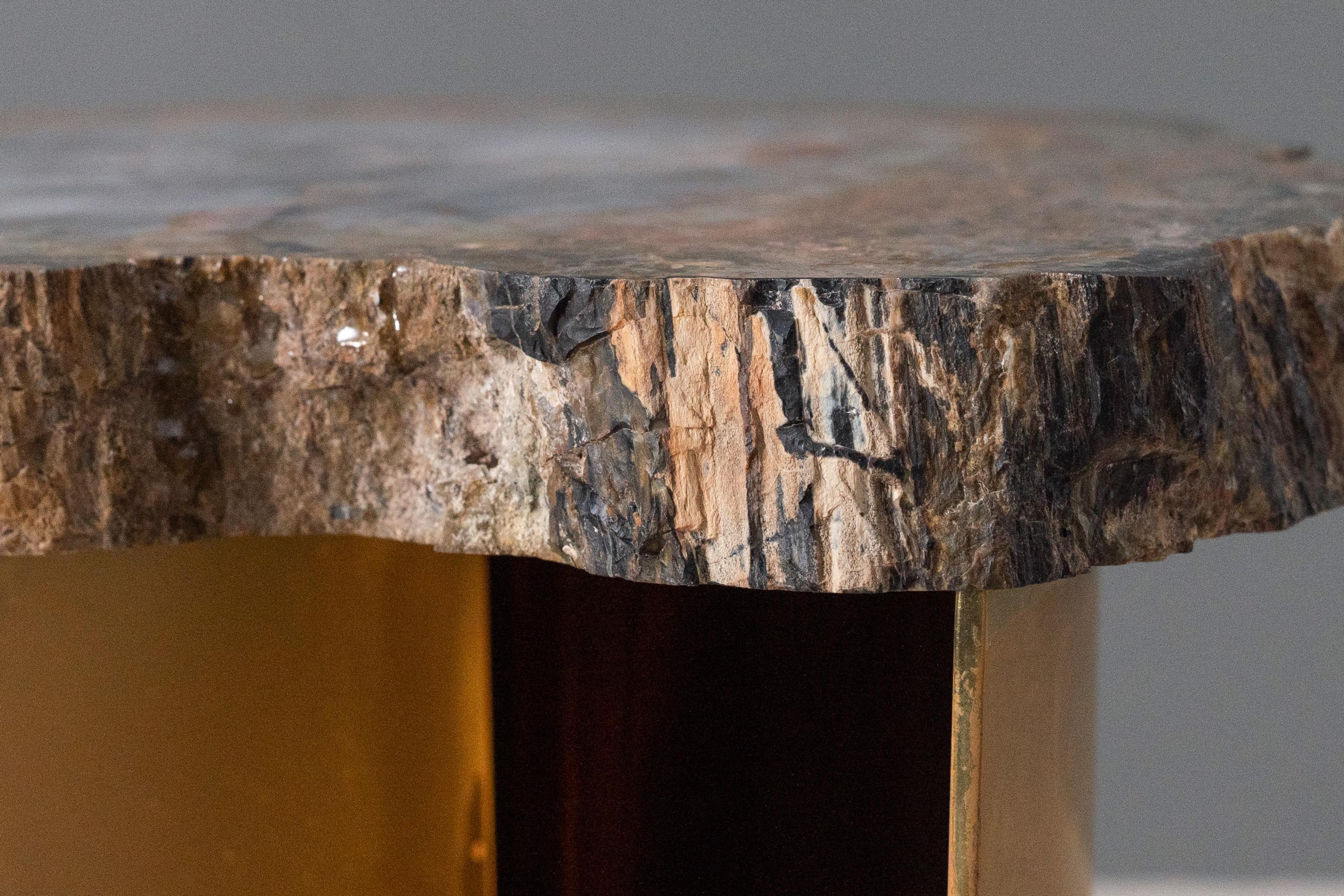 Late 20th Century Karl Springer Petrified Wood Side Table For Sale