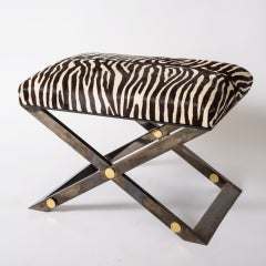 Karl Springer Pewter Gunmetal Ponyhair Bench