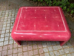 Mid Century Pink Faux Shagreen Coffee Table, possibly Karl Springer